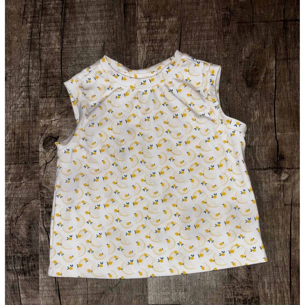 Yogalicious Girls Lux Sideline Tank White Yellow Lemon‎ Print Active Top L 6X